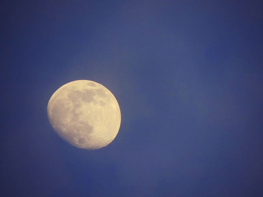 moon under blue sky, Night, Sky, Astronomy, Scenery, nature HD wallpaper