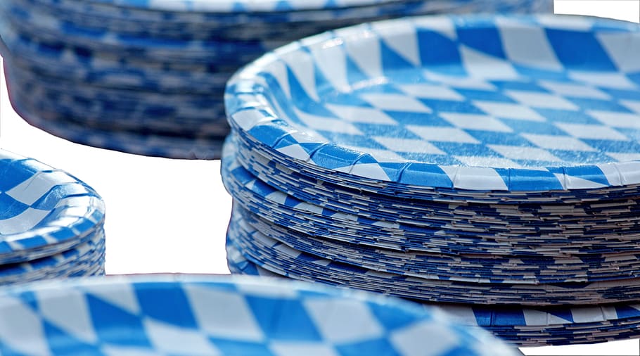 white-and-blue checked plate lot, paper plate, bavaria, bavarian HD wallpaper