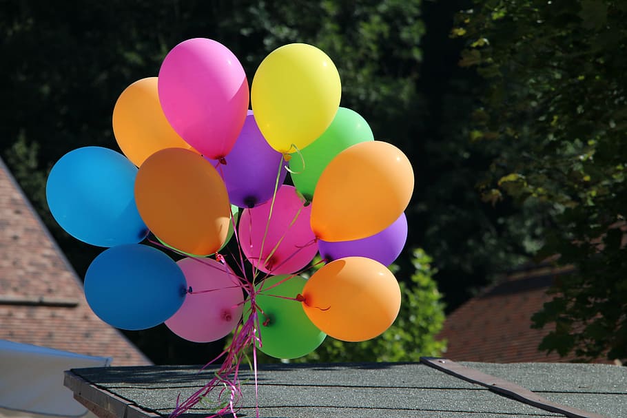 assorted colored balloons, celebration, multi Colored, fun, outdoors, HD wallpaper