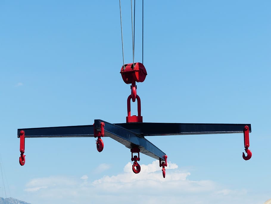 cross traverse, crane, load lifter, hook, weight, load traverse HD wallpaper