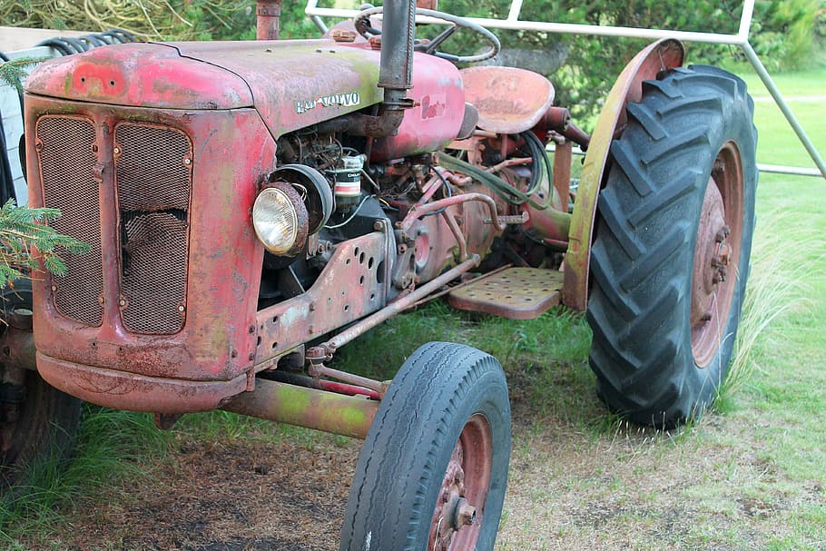 old tractor, scrap, machine, agriculture, work, vehicle, transportation HD wallpaper