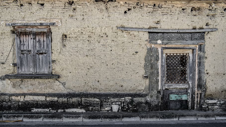 door, window, wall, old, facade, dirty, weathered, aged, decay HD wallpaper