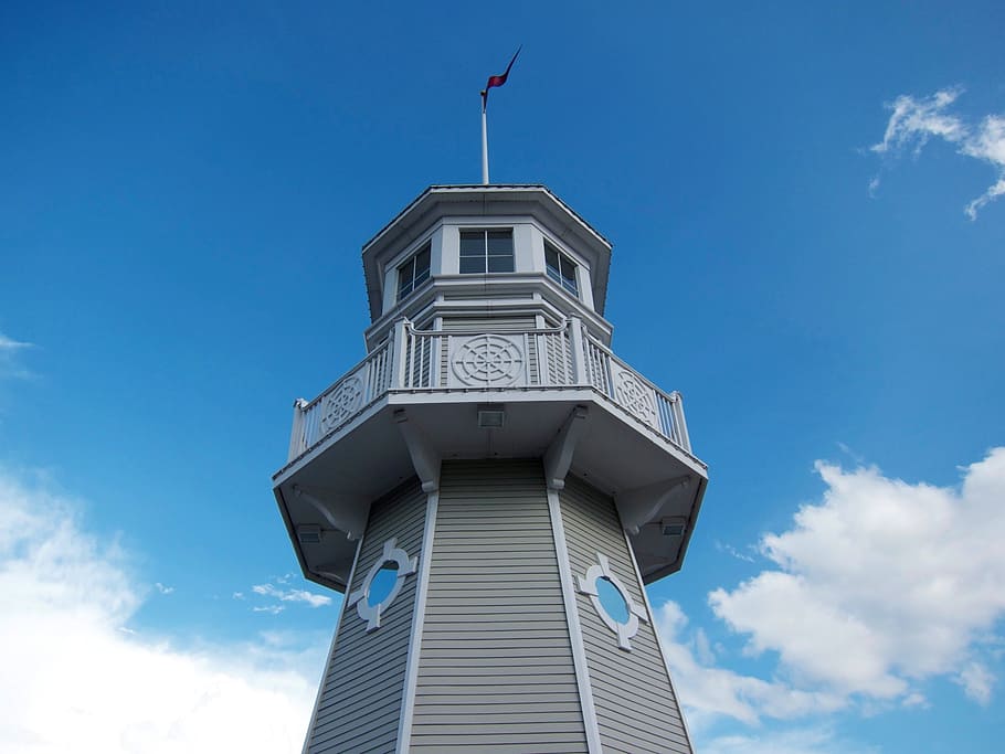 lighthouse, blue, sky, landmark, tower, architecture, tourism HD wallpaper