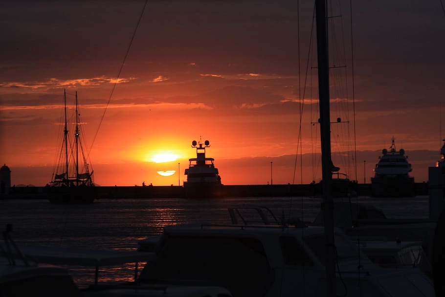 zadar, sunset, ship, mast, ship masts, sky, harbor, nautical vessel HD wallpaper