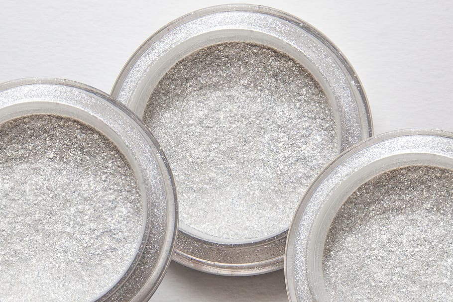 three white makeup palettes, glitter powder, structure, fund HD wallpaper