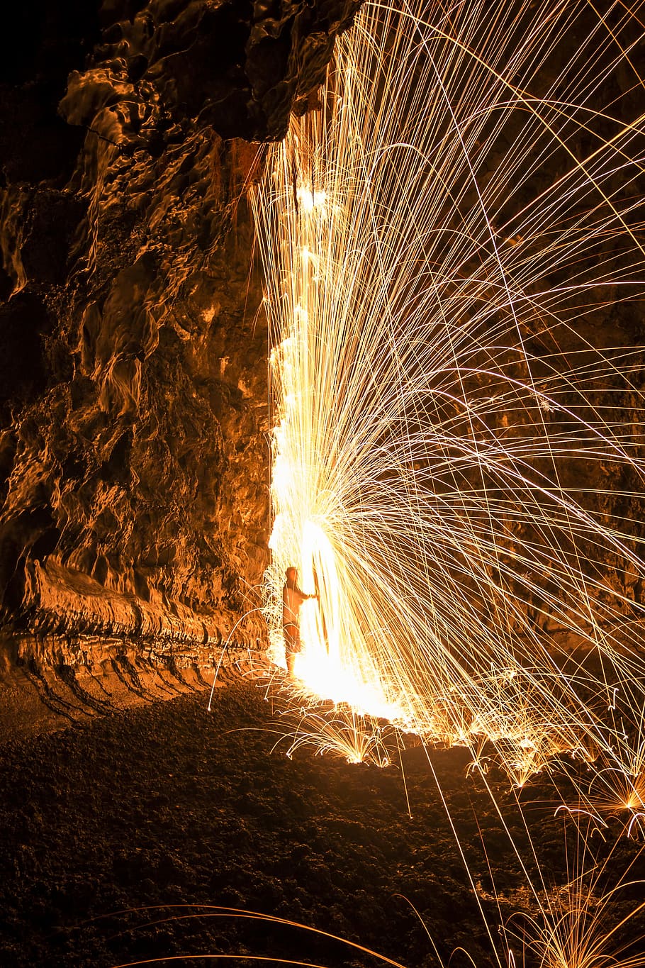 man standing in the middle of sparks, untitled, light, explosion HD wallpaper