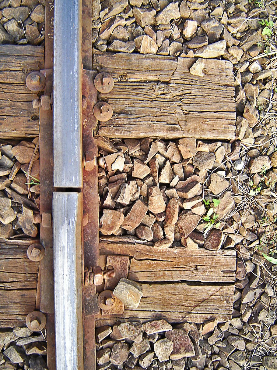 rails, train, estrada de ferro, wood - Material, old, day, timber HD wallpaper