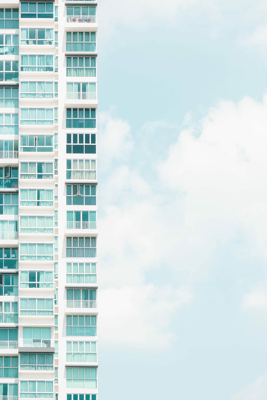white high-rise buildinbg, low angle photography of high-rise bulding HD wallpaper