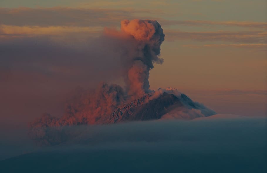 sky, clouds, volcano, explosion, smoke, smoke - physical structure HD wallpaper