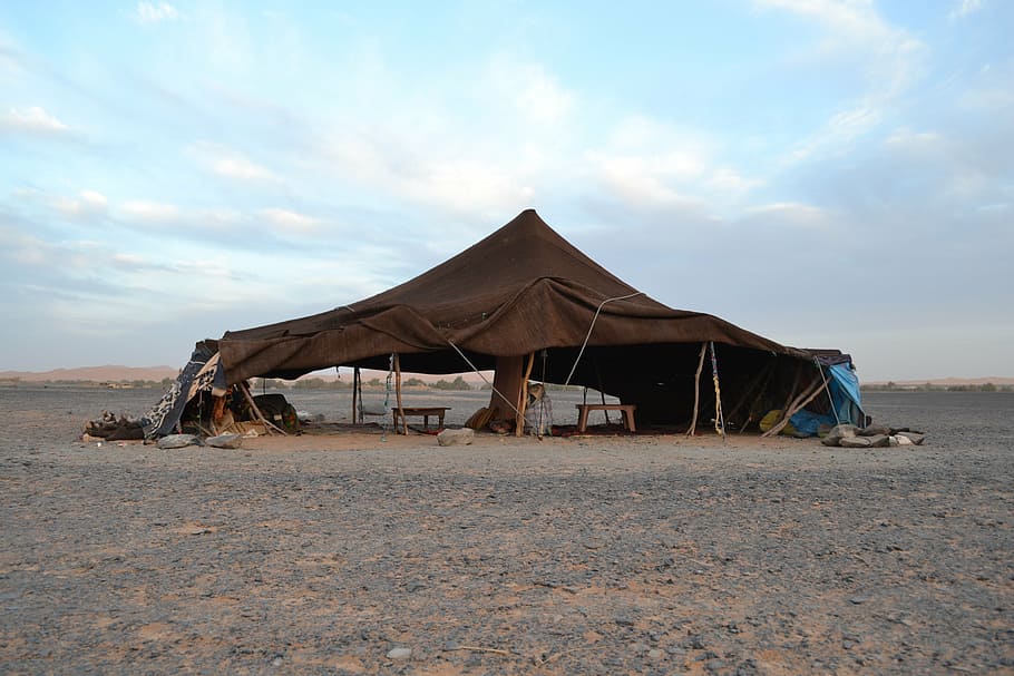 tent, sahara, morocco, desert, sand, sky, cloud - sky, land HD wallpaper