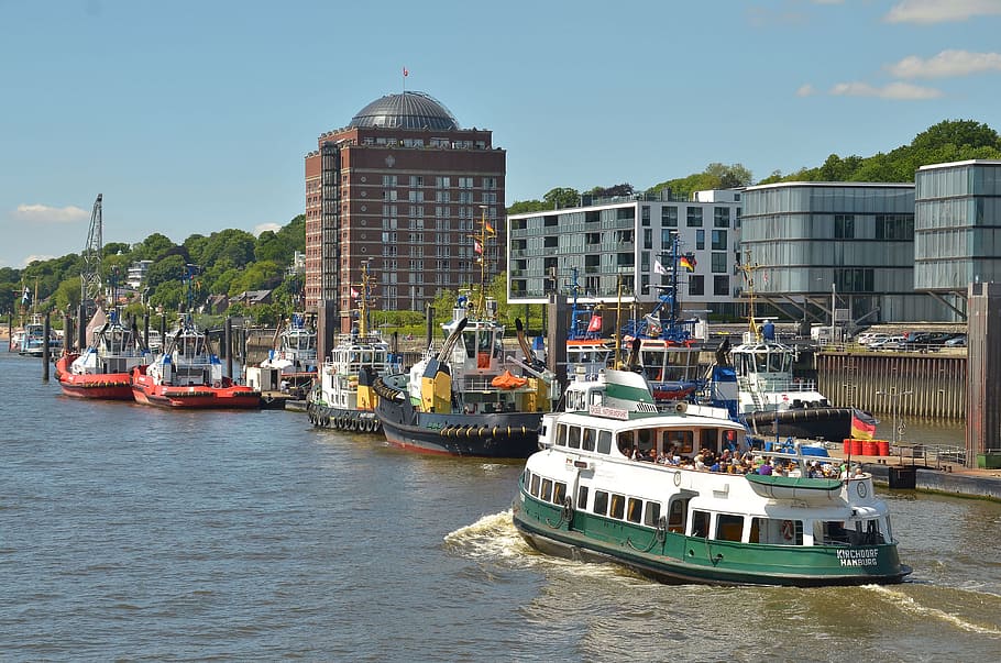 hamburg, port, tug, elbe, hanseatic city, ship, water, boot, HD wallpaper