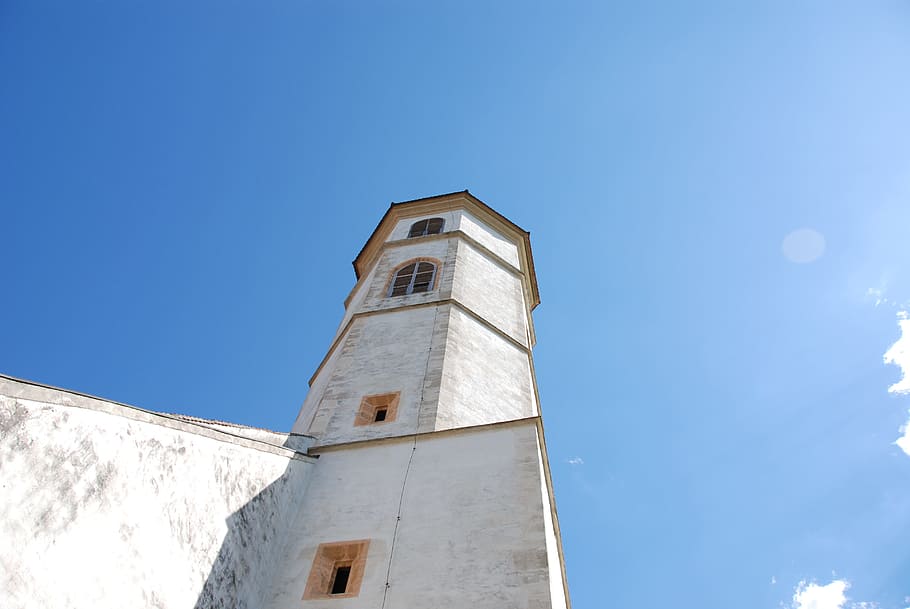 Steeple, Perspective, church, sky, tower, building exterior HD wallpaper