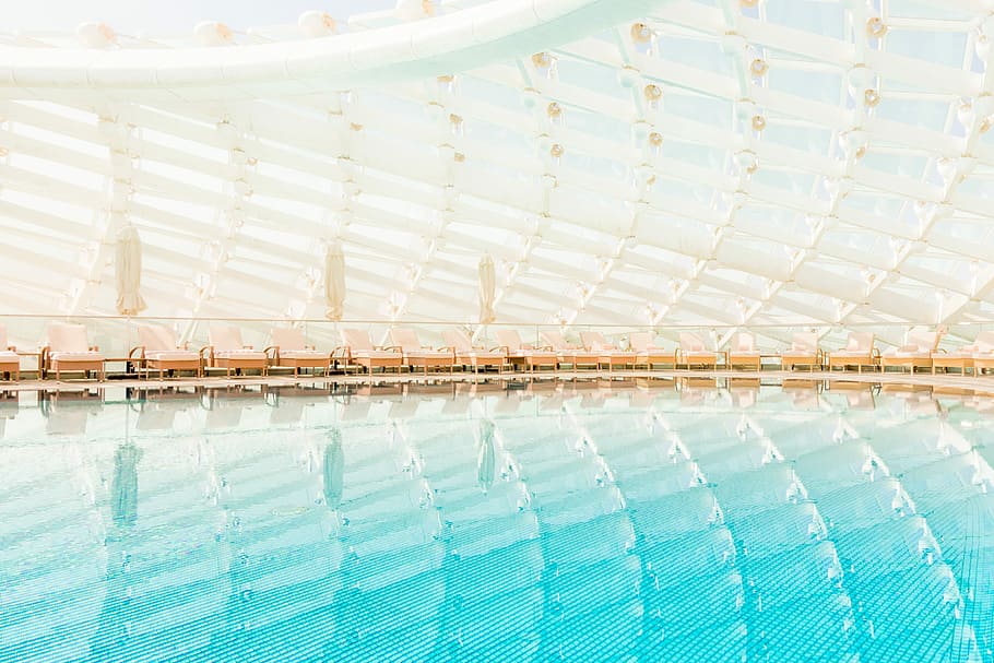 architectural photography of an indoor pool, body of water home appliance HD wallpaper