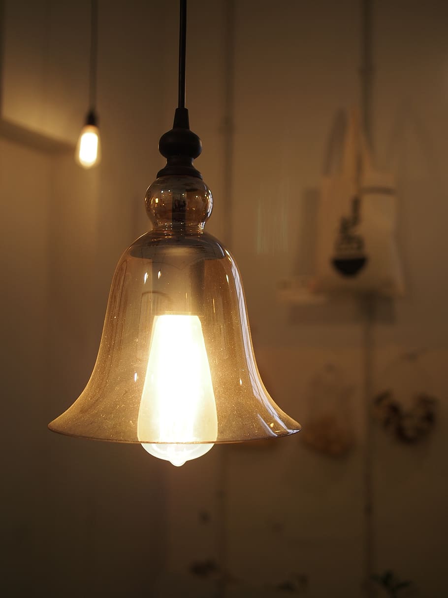 brown pendant lamp, lightbulb, lantern, decoration, indoor HD wallpaper