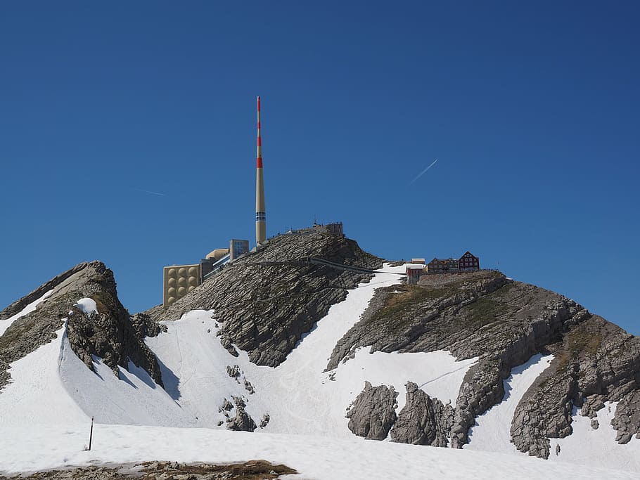 säntis, mountain, alpstein, alpine, snow, swiss alps, appenzell HD wallpaper