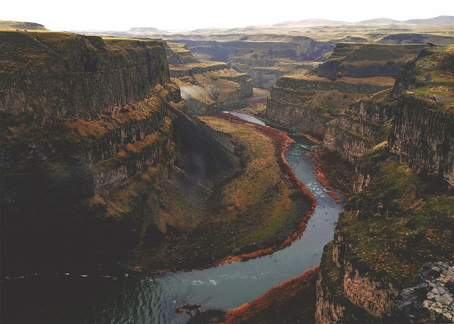 aerial photography of green and brown river, grand, canyon HD wallpaper