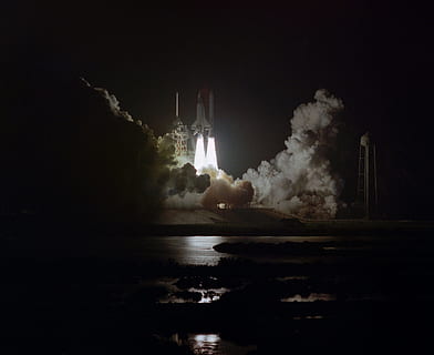 launching space rocker, challenger space shuttle, mission, night HD wallpaper
