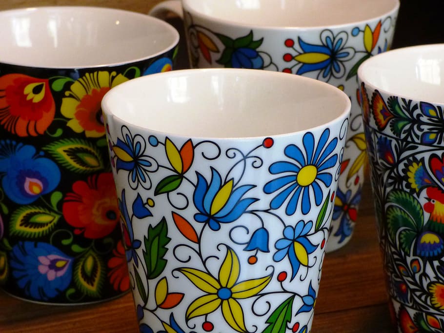 mug, cups, coffee, tea, porcelain, colorful, the drink, fine art HD wallpaper