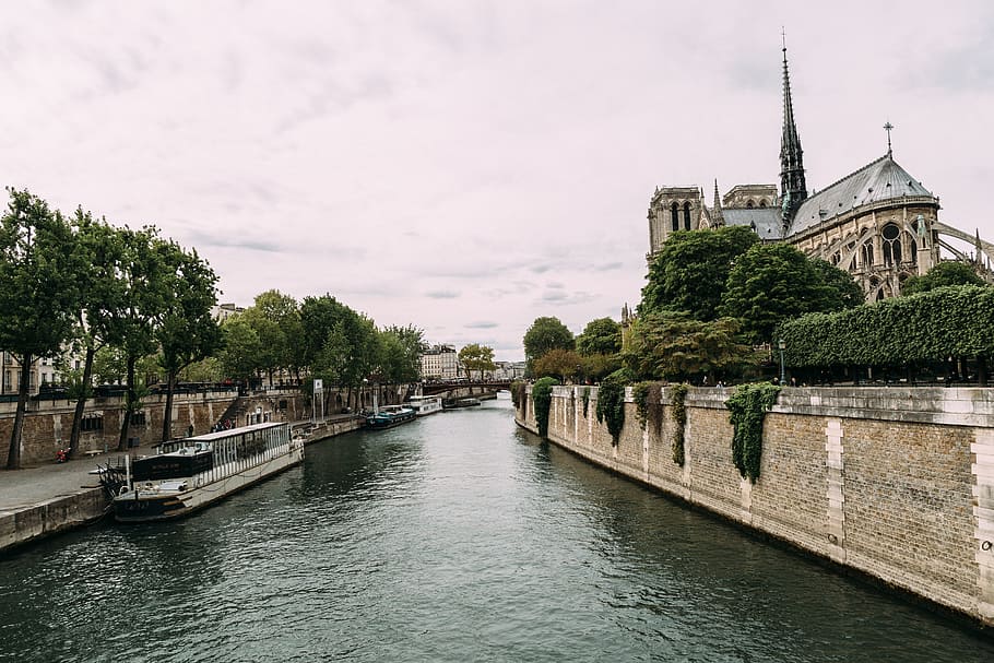 nature, sky, clouds, cloudy, bridge, canal, castle, gloomy, gothic HD wallpaper