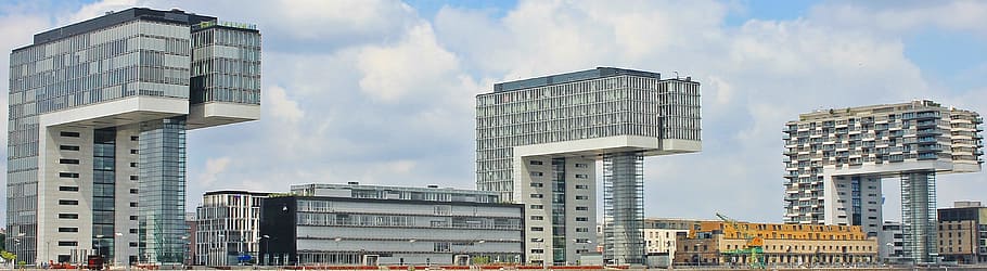 architectural photo of high-rise buildings, crane homes, architecture HD wallpaper