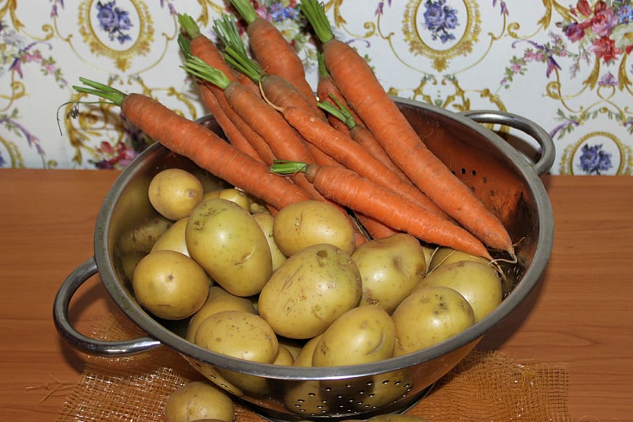 Potatoes, Carrots, Vegetables, Food, Eat, garden, food and drink