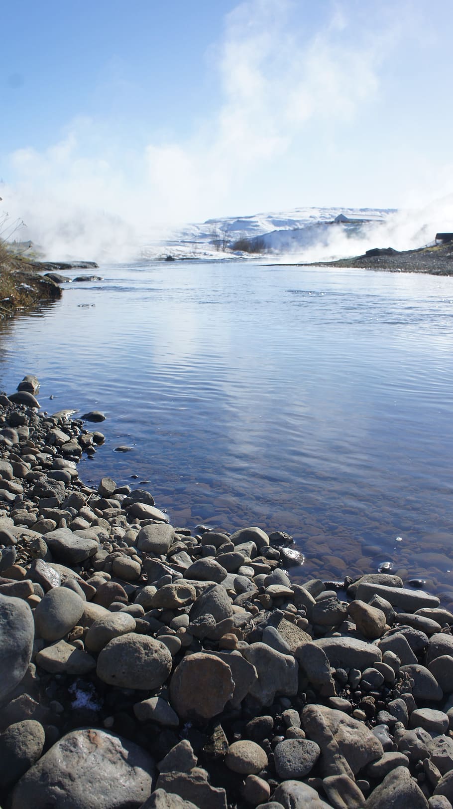steam, river, iceland, water, travel, landscape, nature, stream HD wallpaper
