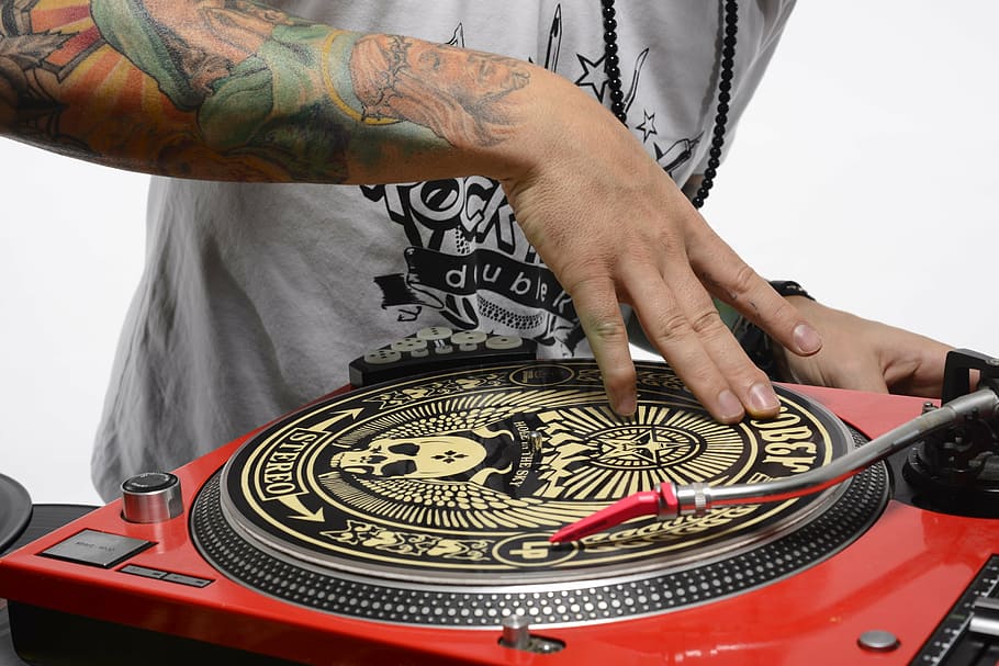 person spinning turntable, dj, scratch, hip hop, culture, hand, HD wallpaper
