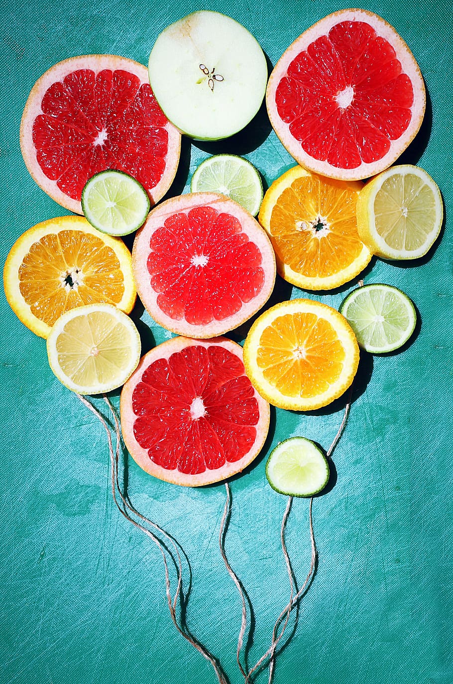 apple, orange, pomelo, lemon, lime, citrus, fruits, juicy, citrus fruit HD wallpaper