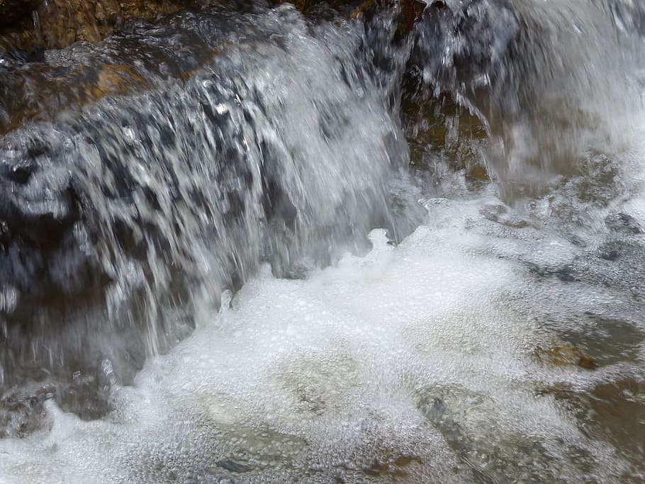 timelapse photography of flowing river, waterfall, dam, bubble HD wallpaper