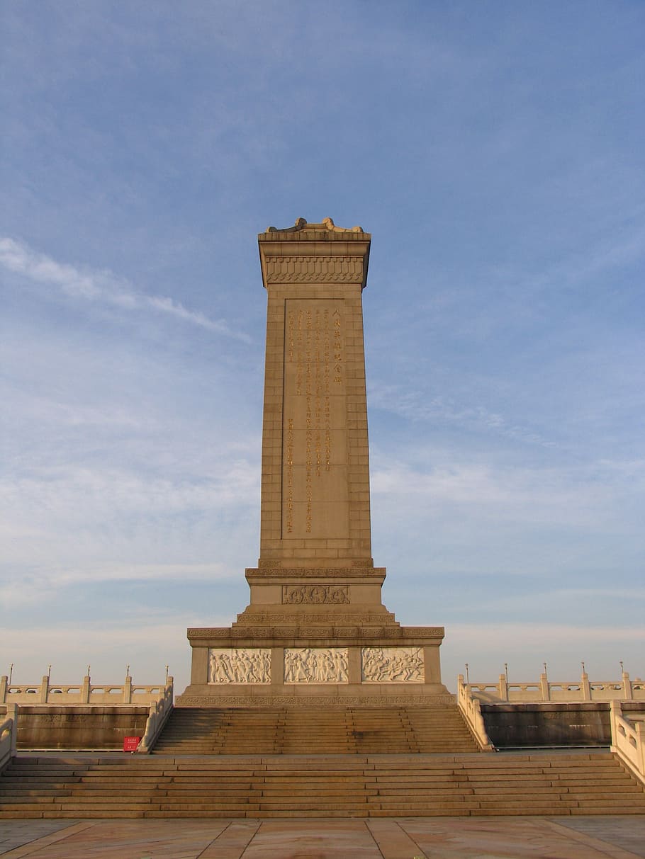 the monument to the, tian an men square, memorial, the martyr, HD wallpaper