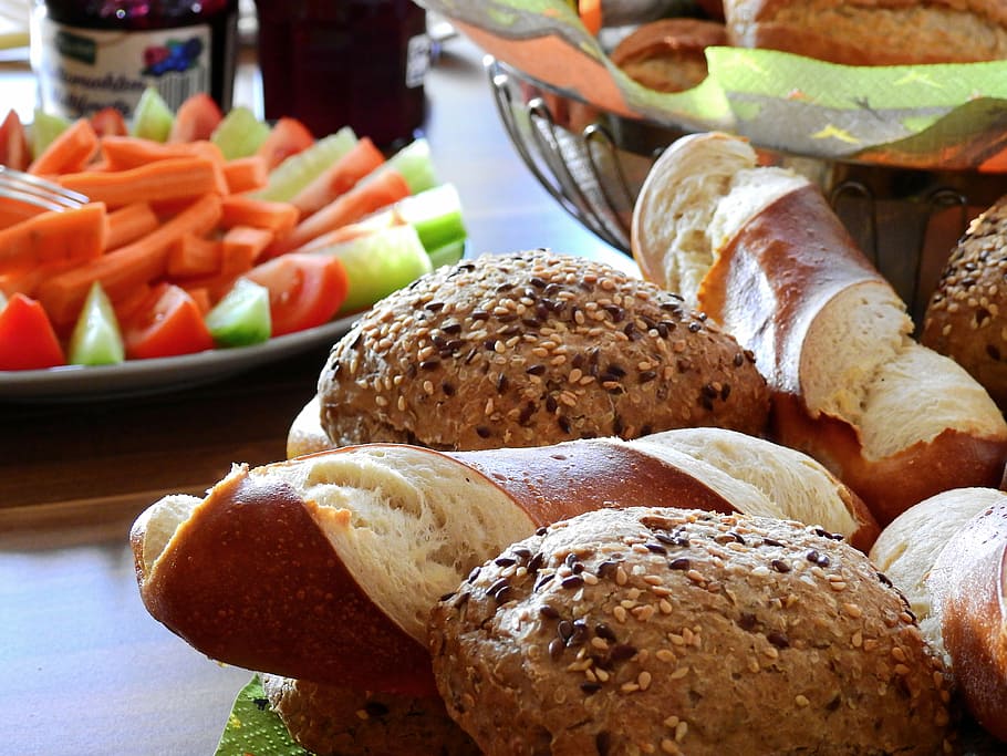 assorted bread on table, dine, eat, roll, liquor bar, food HD wallpaper