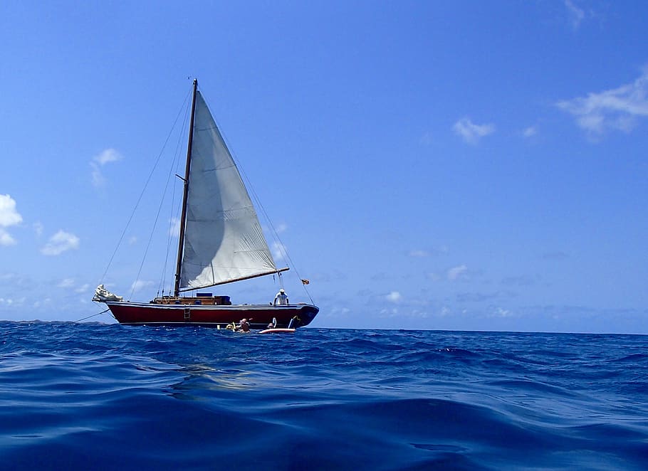 sail, ocean, grenada, island, beach, travel, boat, blue, recreation HD wallpaper