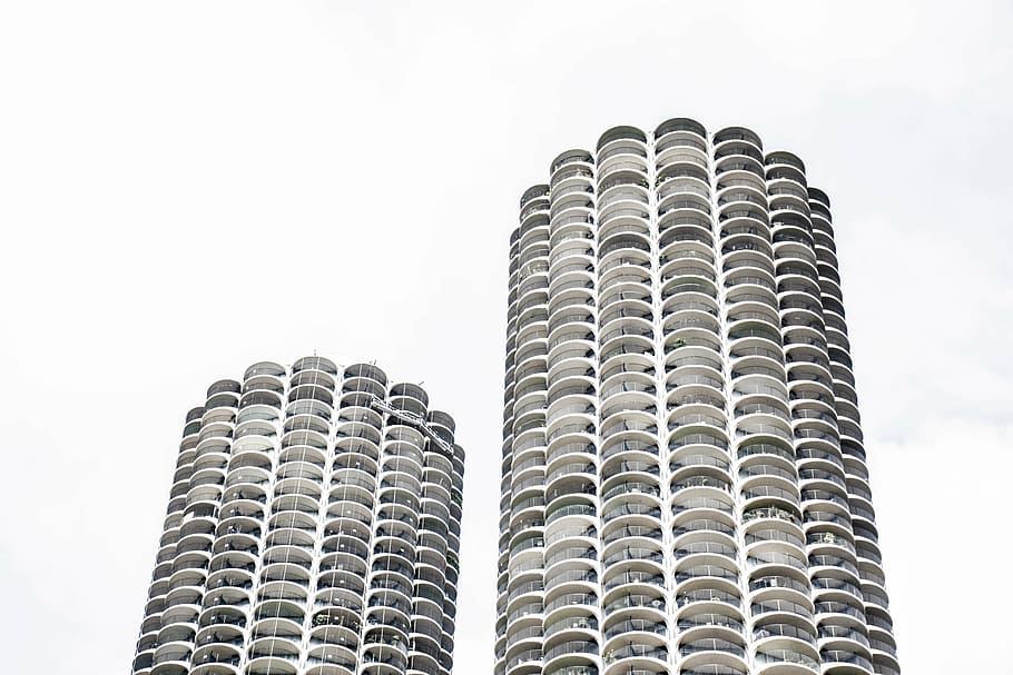 architectural photography of two high rise buildings, architecture HD wallpaper