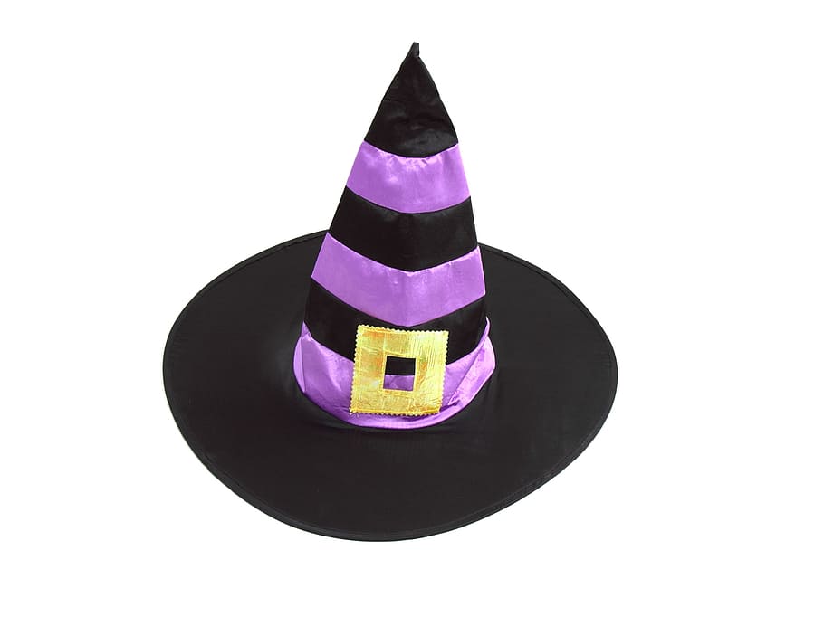 black and purple stripe witch hat, Clothing, Costume, Evil, Fabric, HD wallpaper