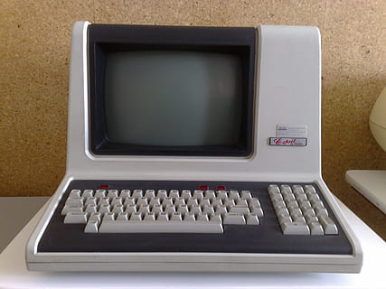 turned-off white and black monitor with keyboard, computer HD wallpaper