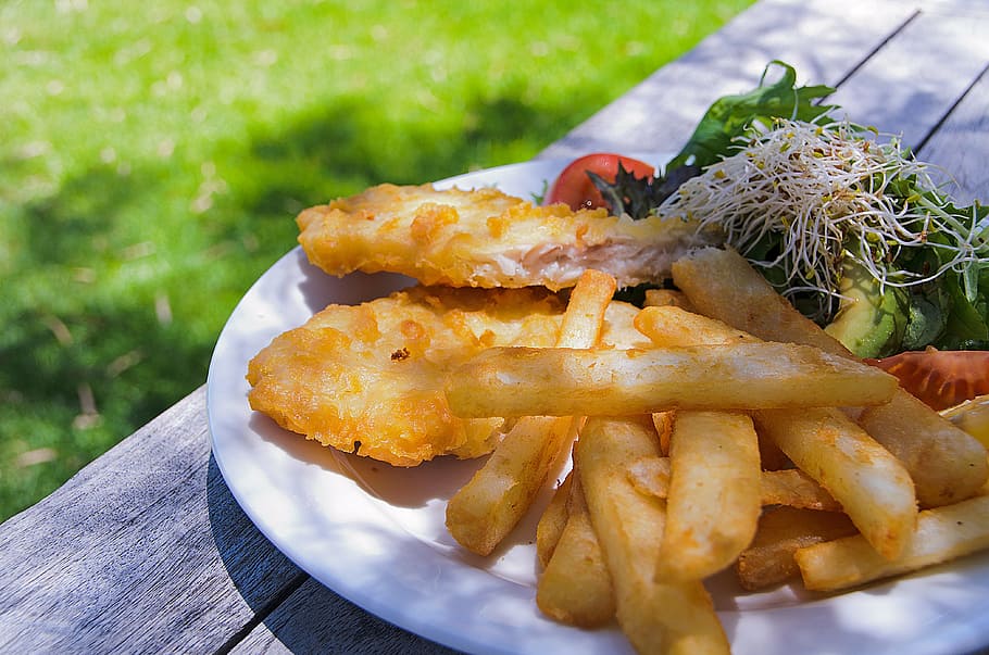 Fish, Chips, Food, Dinner, Fried, seafood, english, potato, HD wallpaper