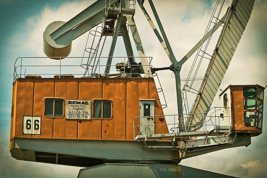 port, crane, harbour crane, envelope, loading crane, rhine HD wallpaper