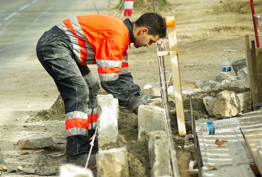 worker, masonry, concrete, stones, manual Worker, working, men HD wallpaper