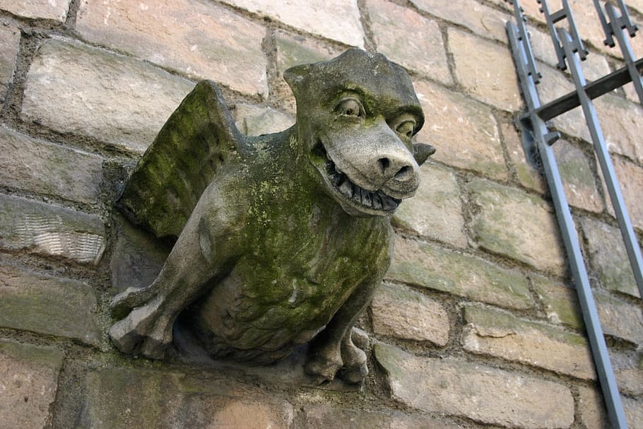 Gargoyle, Demon, Sculpture, Statue, gothic, stone, art, stonework HD wallpaper