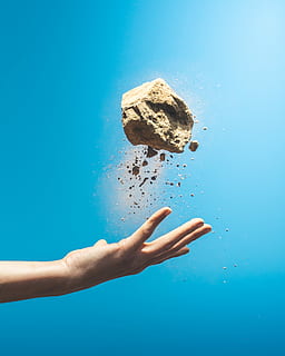 person throwing rock, photo of person throwing stone, hand, dust HD wallpaper