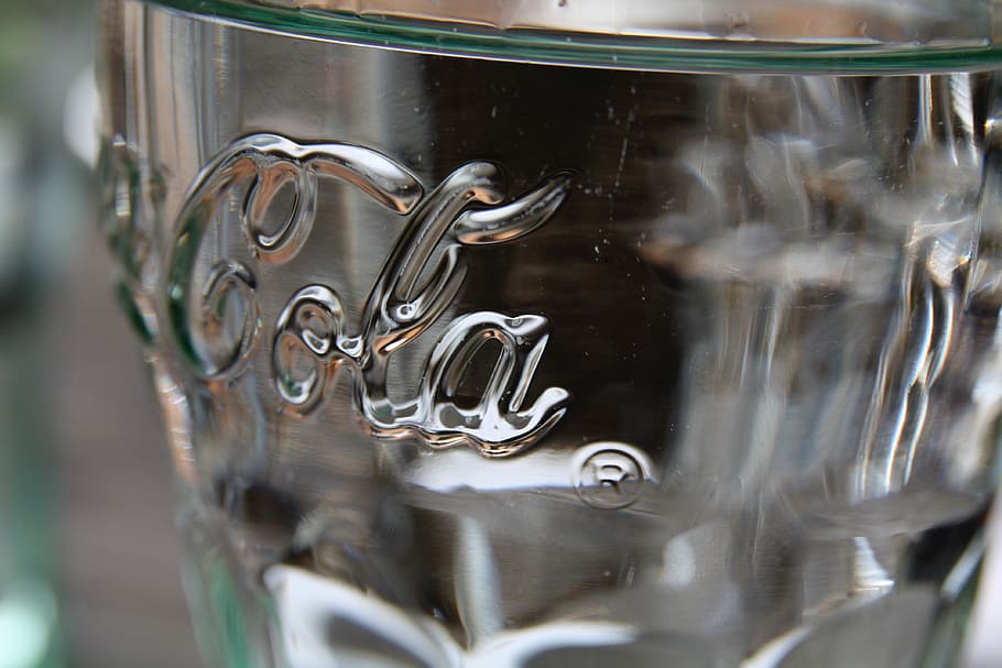 Empty Glass, Macro, Clear, coca cola, logo, transparent, dark background HD wallpaper
