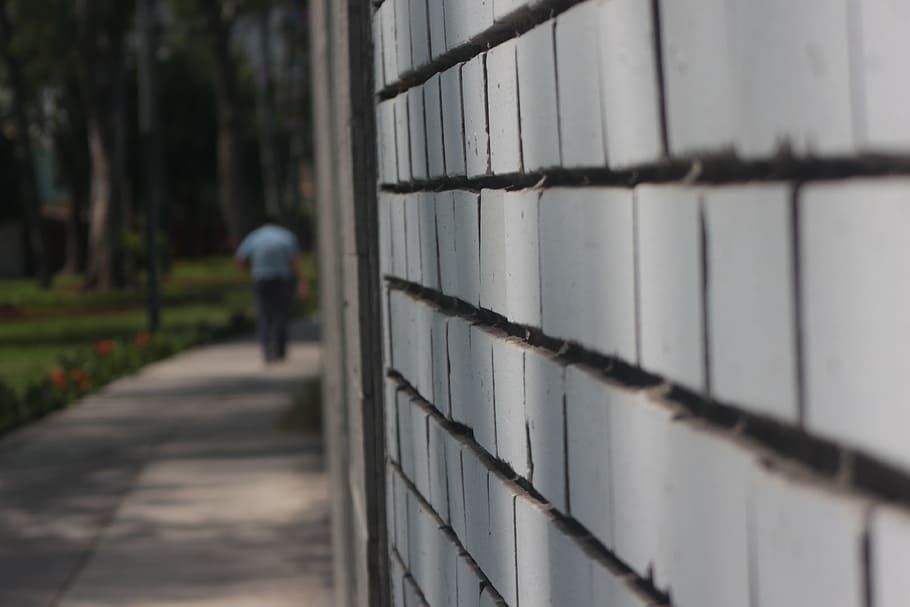 path, street, wall, lime, trees, person, soledad, city, one person HD wallpaper