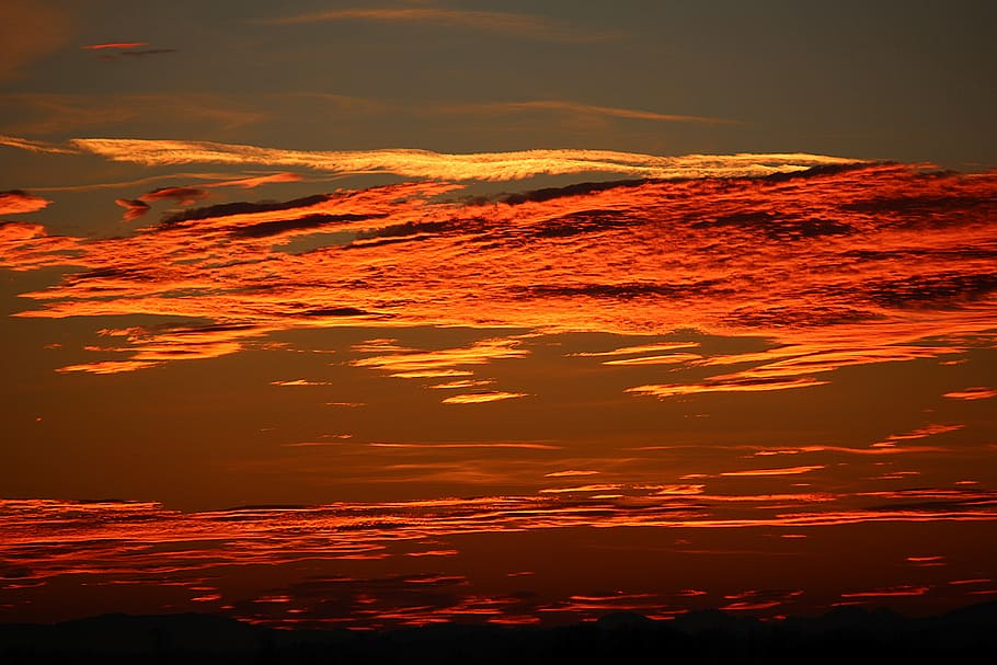 photography of clouds during sunset, evening sky, red, afterglow HD wallpaper