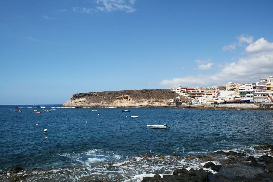 Tenerife, La Caleta, Coast, Village, fishing village, sea, building exterior, HD wallpaper