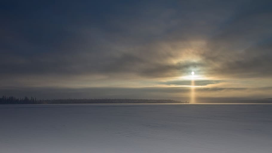blue sea under sunset, lapland, winter, snow, wintry, finland HD wallpaper