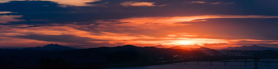 sunrise, panorama, clouds, sunset, sky, cloud - sky, mountain HD wallpaper