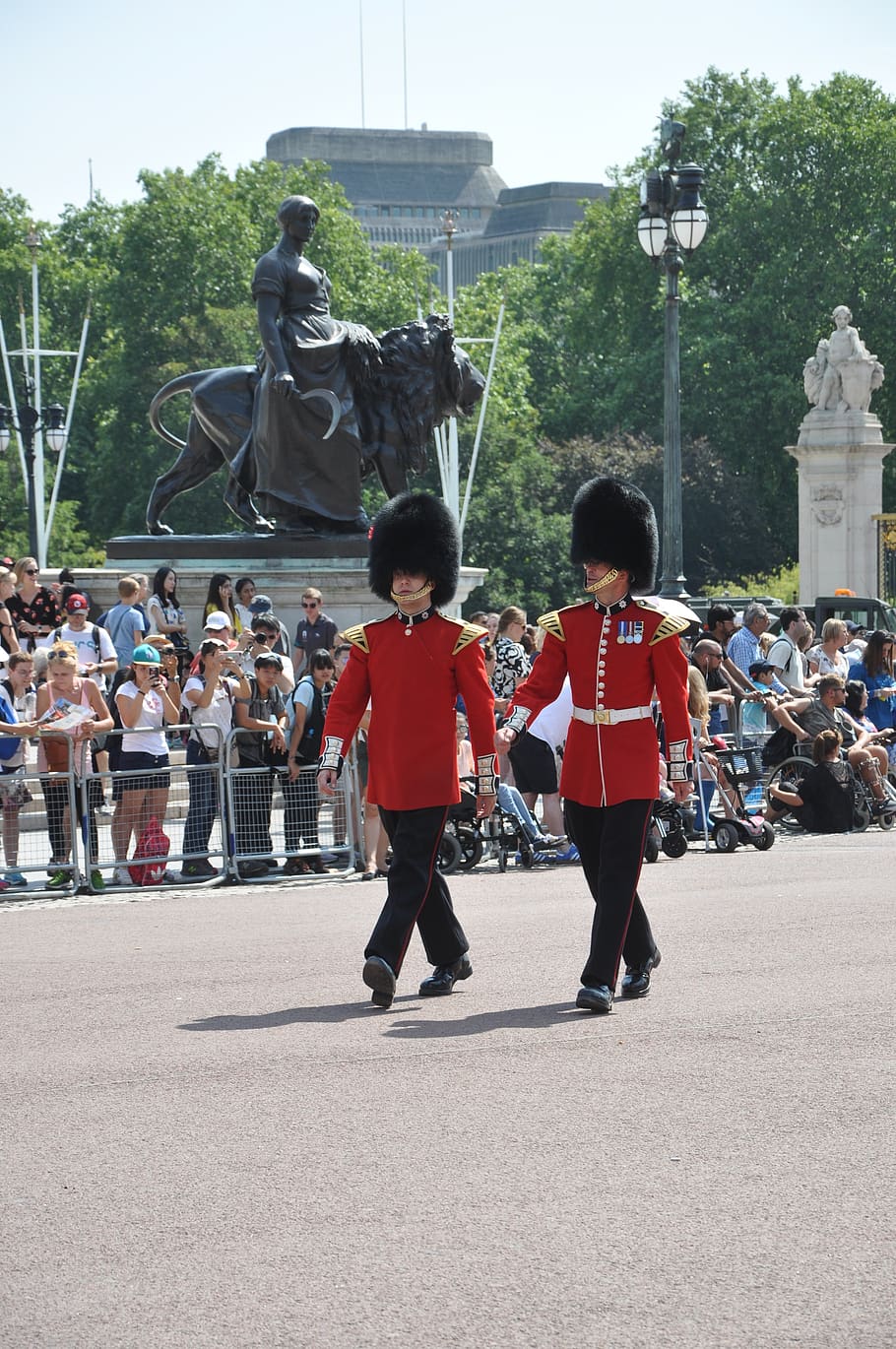guardsmen, buckingham palace, london, tourist, real people, HD wallpaper