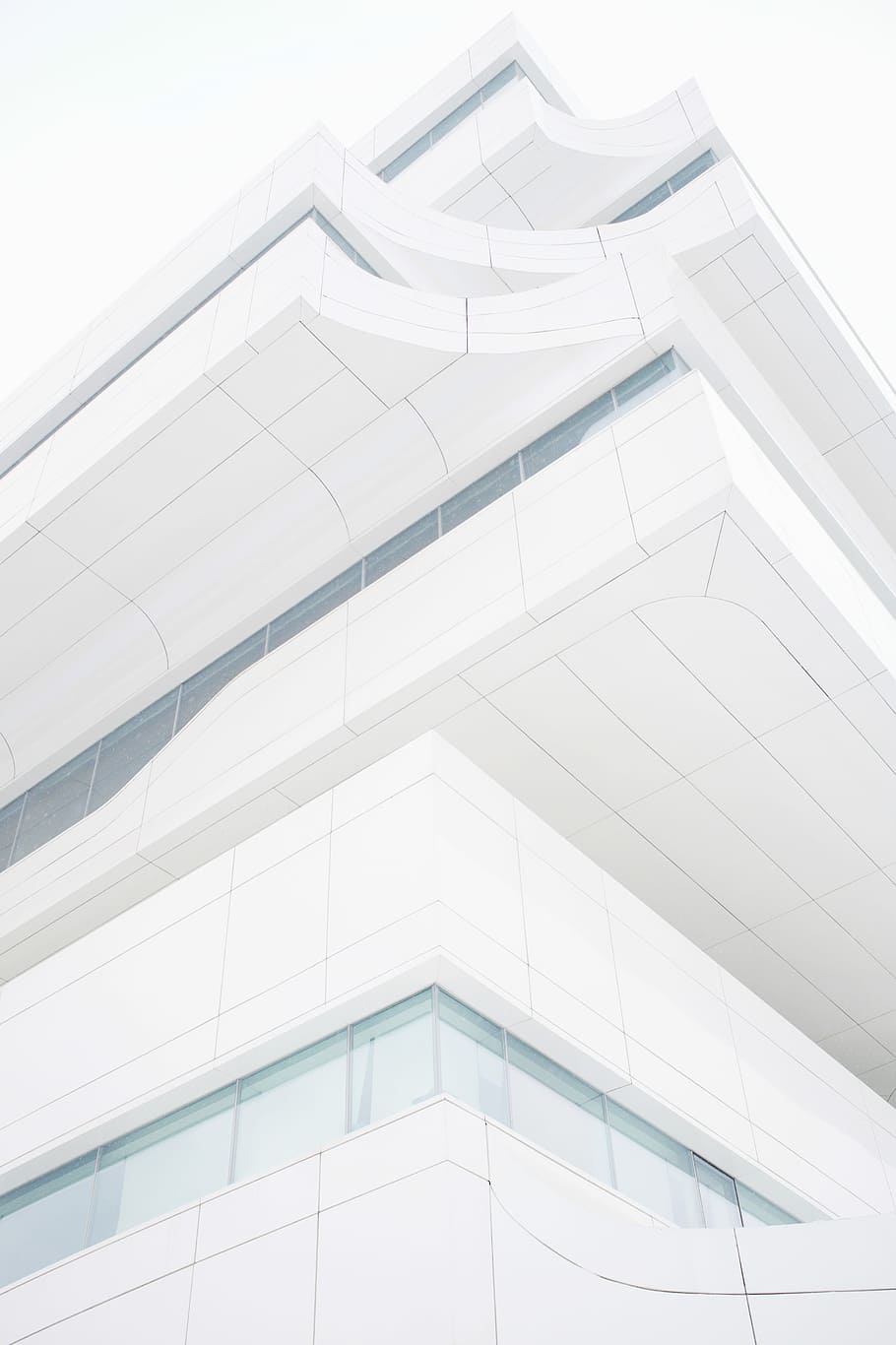 low angle photography of building, photo of white concrete building HD wallpaper
