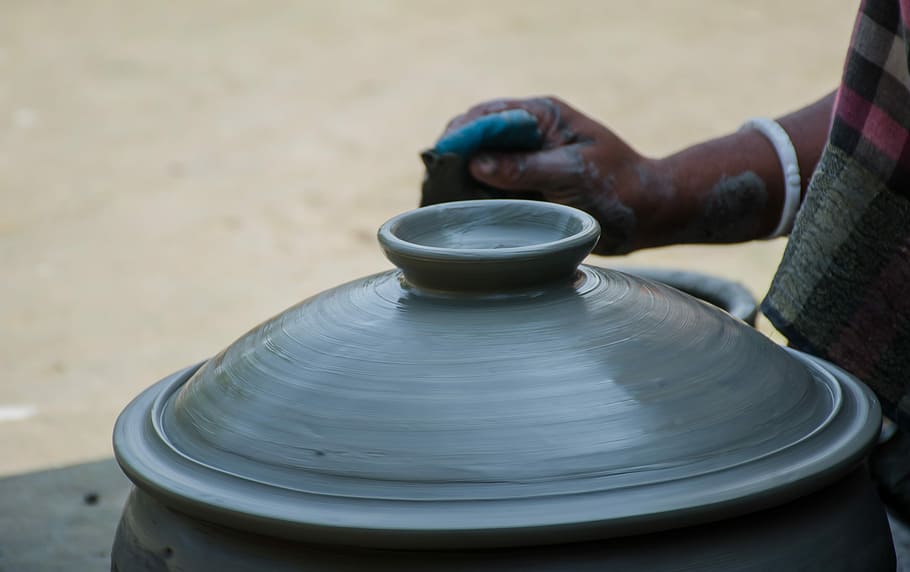 made, soil, pot, hand, pottery, clay, human hand, one person HD wallpaper