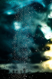 water drops, window, wet, surface, reflection, rain, liquid HD wallpaper